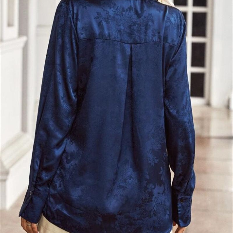 Damer Elegant satinblus med blommönster Mirla-Eva Jonsson