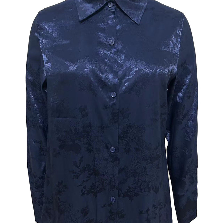 Damer Elegant satinblus med blommönster Mirla-Eva Jonsson