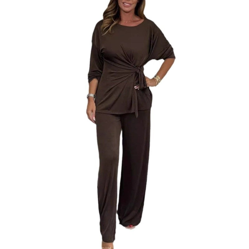 Damer Elegant set av mjukt flödande material med figursydd topp och vidare byxor Eva Jonsson-Eva Jonsson