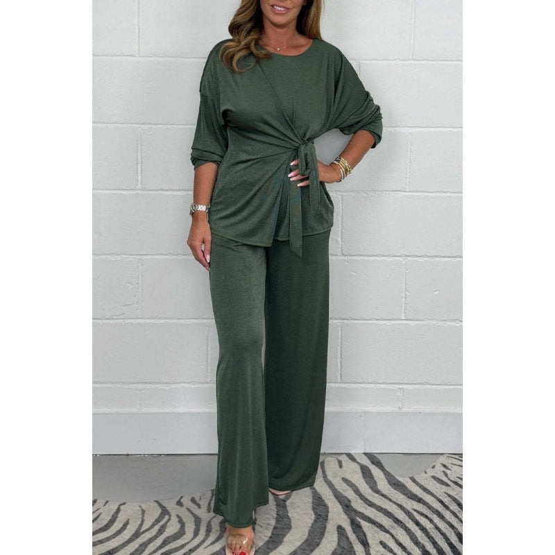 Damer Elegant set av mjukt flödande material med figursydd topp och vidare byxor Eva Jonsson-Eva Jonsson