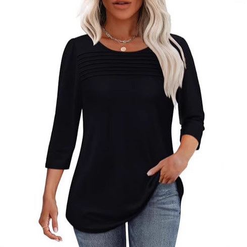 Damer Elegant skuren topp med rynkade detaljer Eva Jonsson-Eva Jonsson