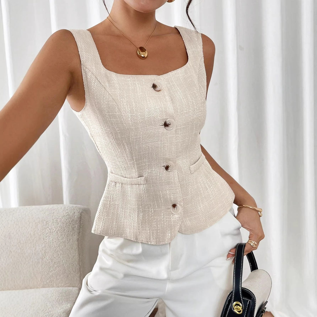 Damer Elegant skuren väst med knapppdetail Mirla-Eva Jonsson