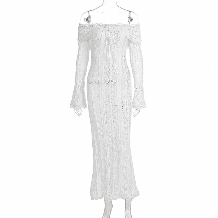 Damer Elegant spetsklänning i figurformad design med off-shoulder design Mirla-Eva Jonsson