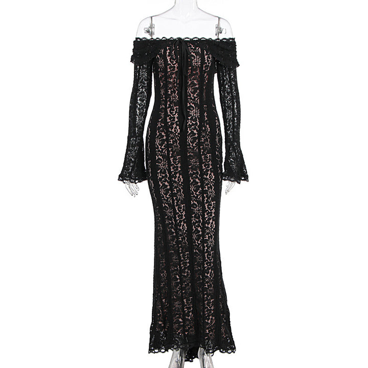 Damer Elegant spetsklänning i figurformad design med off-shoulder design Mirla-Eva Jonsson