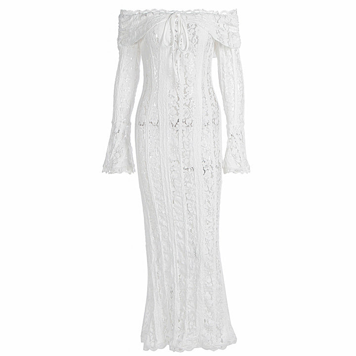 Damer Elegant spetsklänning i figurformad design med off-shoulder design Mirla-Eva Jonsson