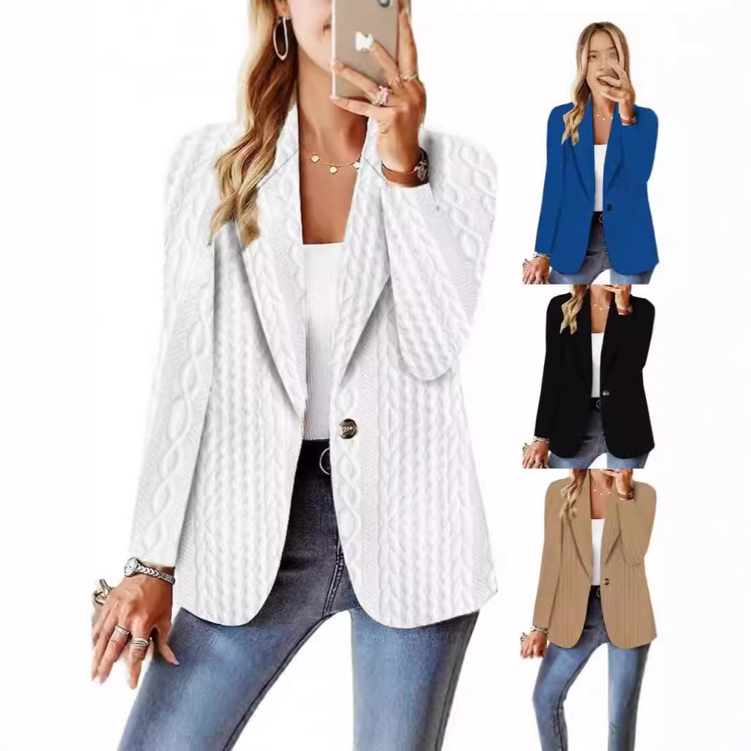 Damer Elegant stickad blazer med strukturerad yta och avslappnad passform Mirla-Eva Jonsson