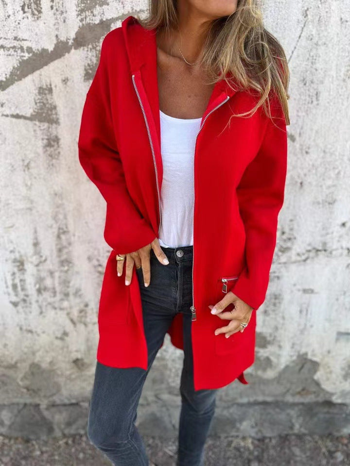 Damer Elegant stickad jacka med dragkedja och fickor Eva Jonsson-Eva Jonsson