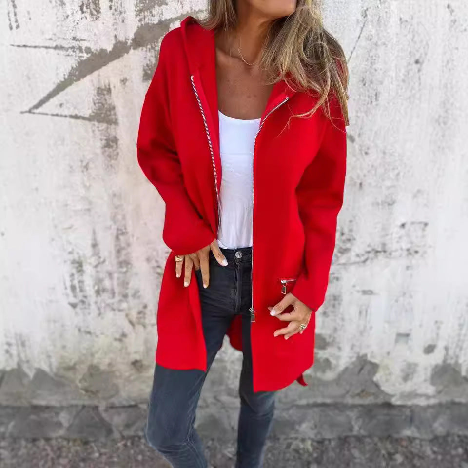 Damer Elegant stickad jacka med dragkedja och fickor Eva Jonsson-Eva Jonsson
