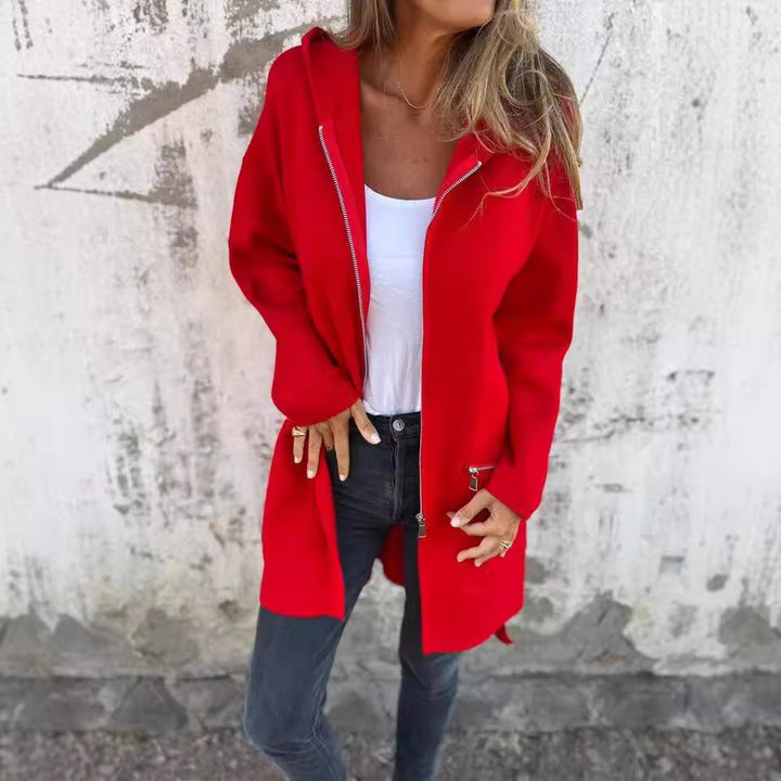 Damer Elegant stickad jacka med dragkedja och fickor Eva Jonsson-Eva Jonsson