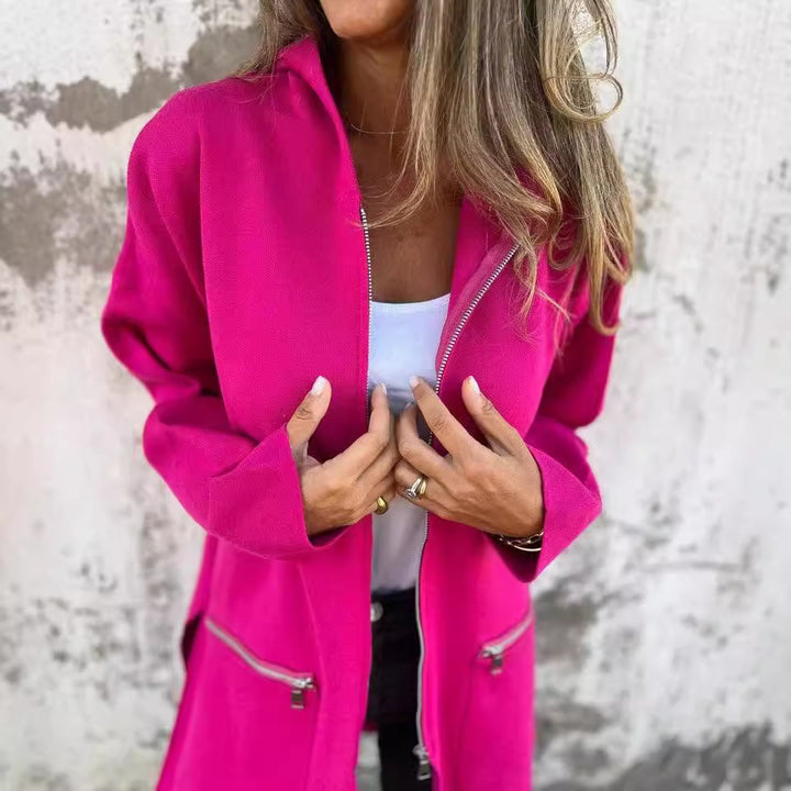 Damer Elegant stickad jacka med dragkedja och fickor Eva Jonsson-Eva Jonsson