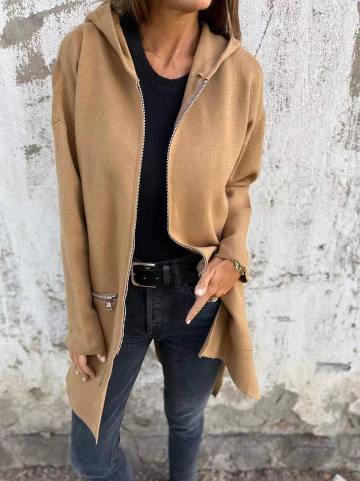 Damer Elegant stickad jacka med dragkedja och fickor Eva Jonsson-Eva Jonsson