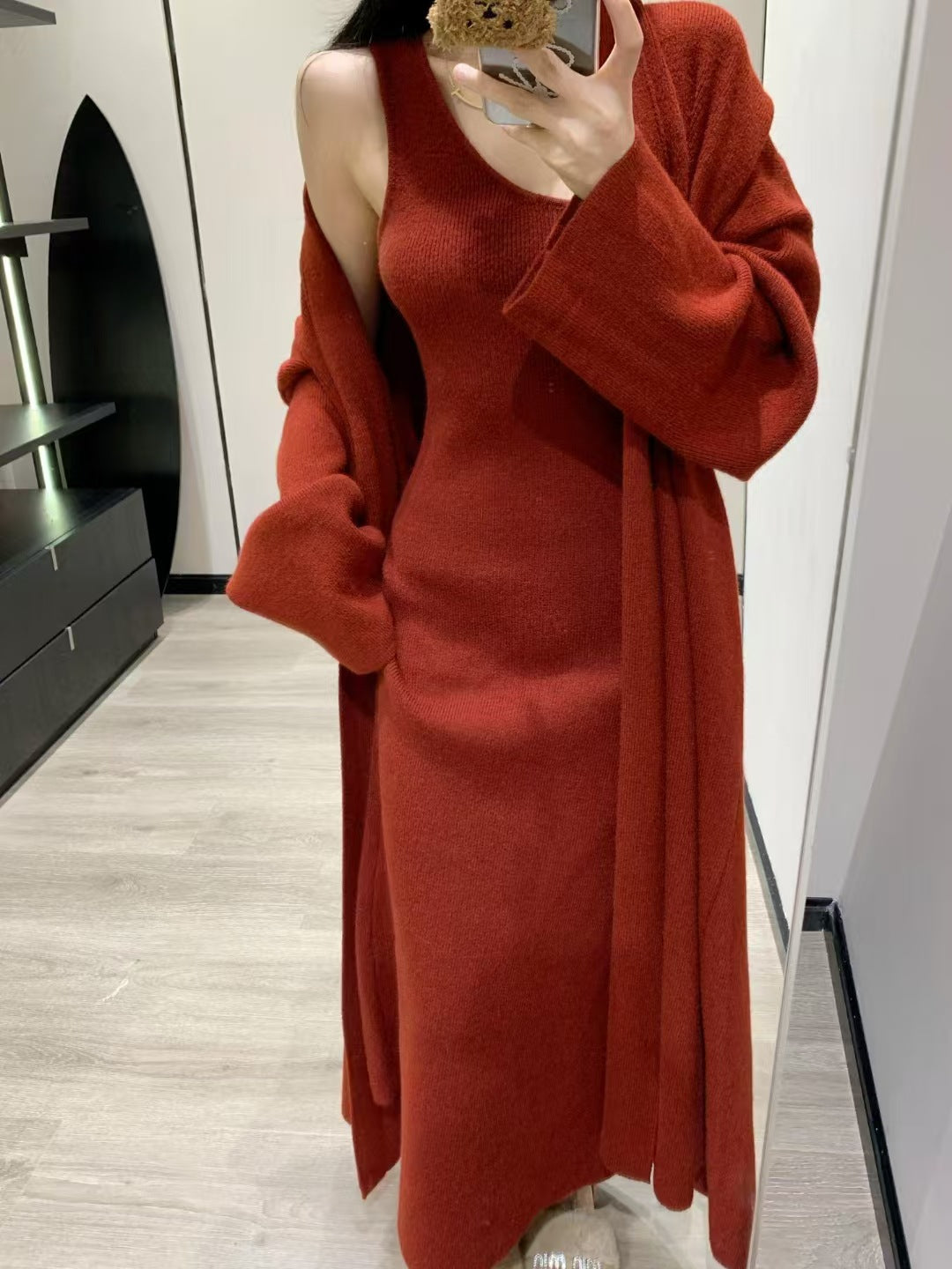 Damer Elegant stickad kappa med bred passform och praktiska fickor Eva Jonsson-Eva Jonsson