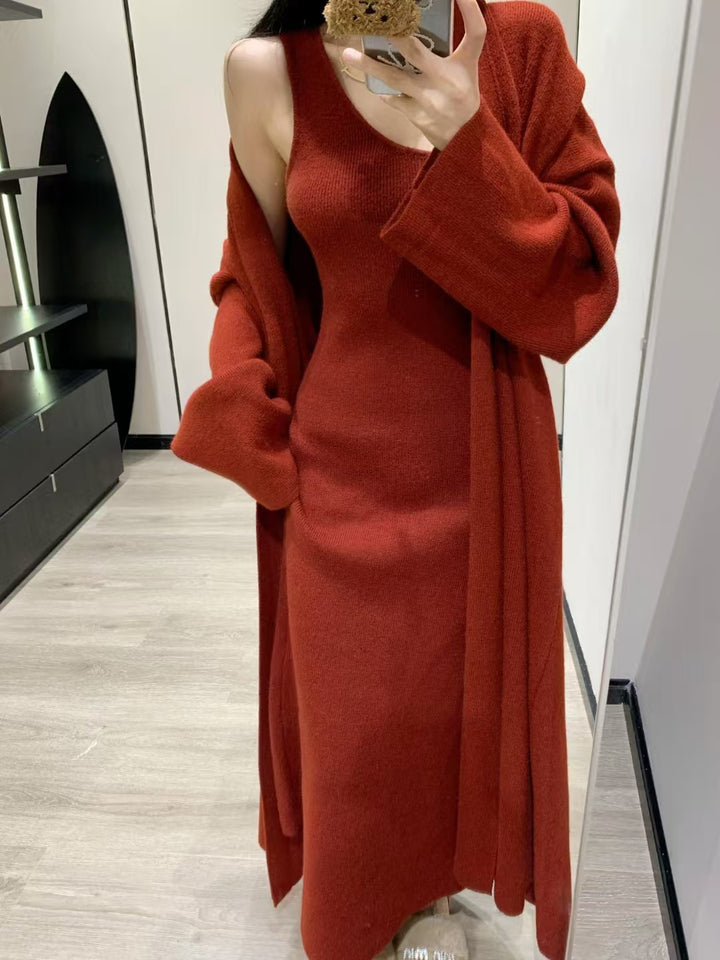 Damer Elegant stickad kappa med bred passform och praktiska fickor Eva Jonsson-Eva Jonsson
