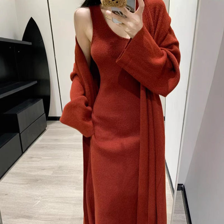 Damer Elegant stickad kappa med bred passform och praktiska fickor Eva Jonsson-Eva Jonsson