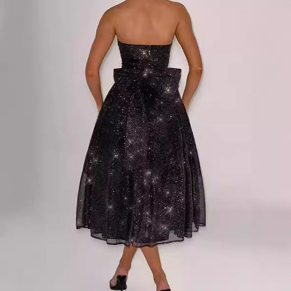 Damer Elegant strapless Cocktailklänning med rynkad överdel och A-linje Mirla-Eva Jonsson