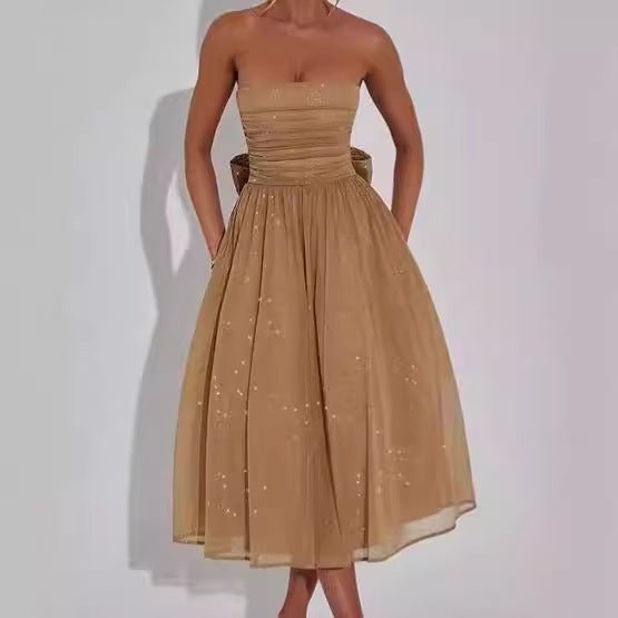 Damer Elegant strapless Cocktailklänning med rynkad överdel och A-linje Mirla-Eva Jonsson