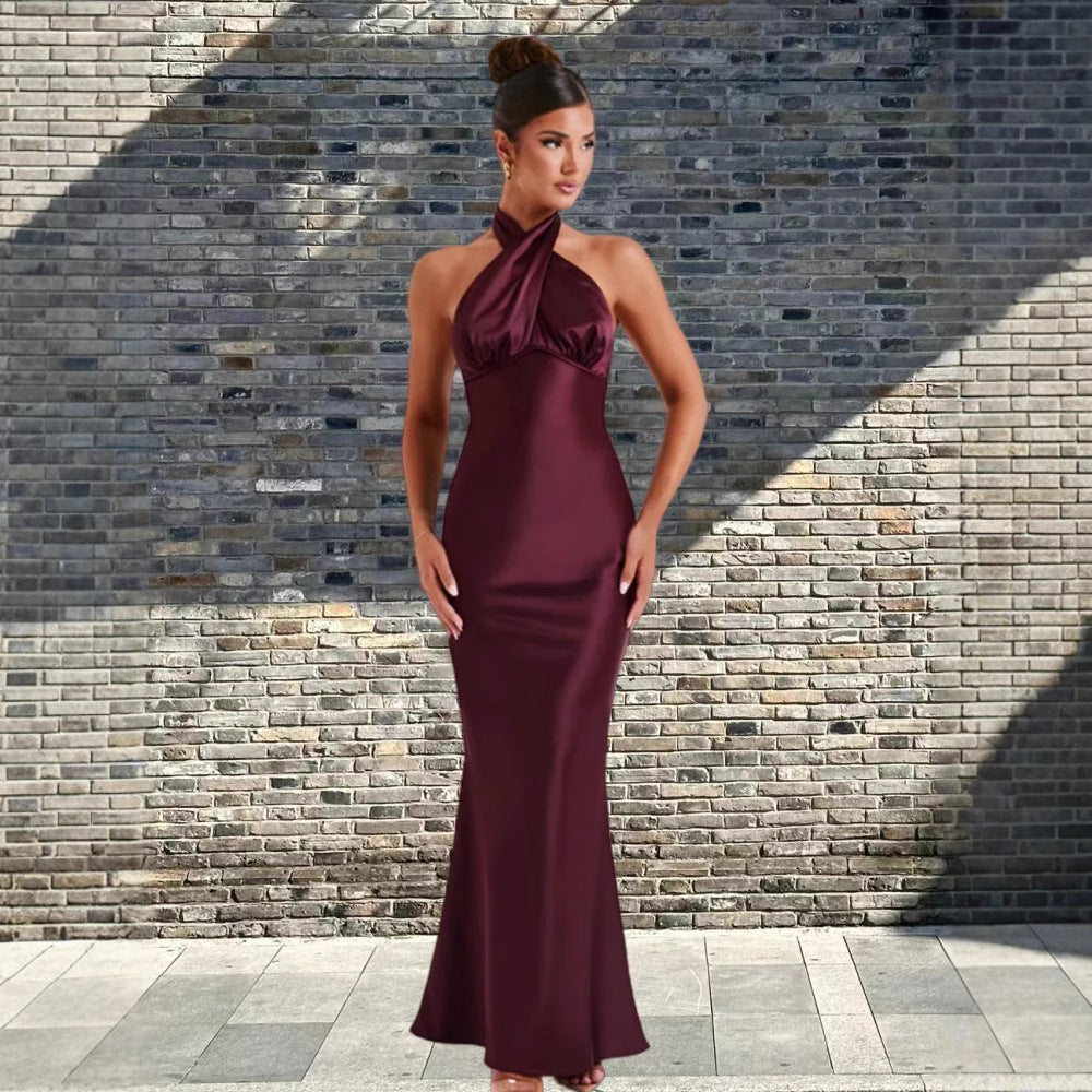 Damer Elegant strapless Maxiklänning med trendig omslagsdesign och diskret glans Mirla-Eva Jonsson