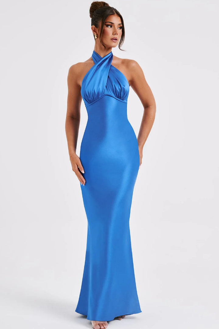 Damer Elegant strapless Maxiklänning med trendig omslagsdesign och diskret glans Mirla-Eva Jonsson