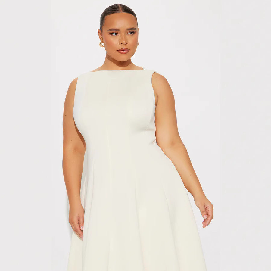 Damer Elegant tidlöst cocktailklänning med svängande kjol och minimalistisk silhuett Mirla-Eva Jonsson