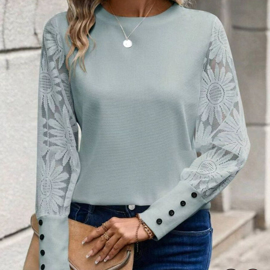 Damer Elegant topp med blommiga virkad ärmar Mirla-Eva Jonsson