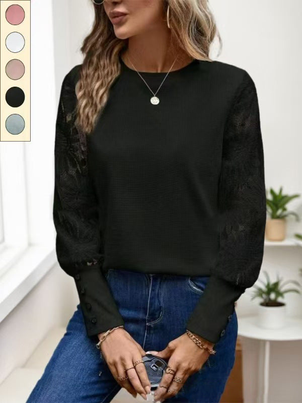 Damer Elegant topp med blommiga virkad ärmar Mirla-Eva Jonsson