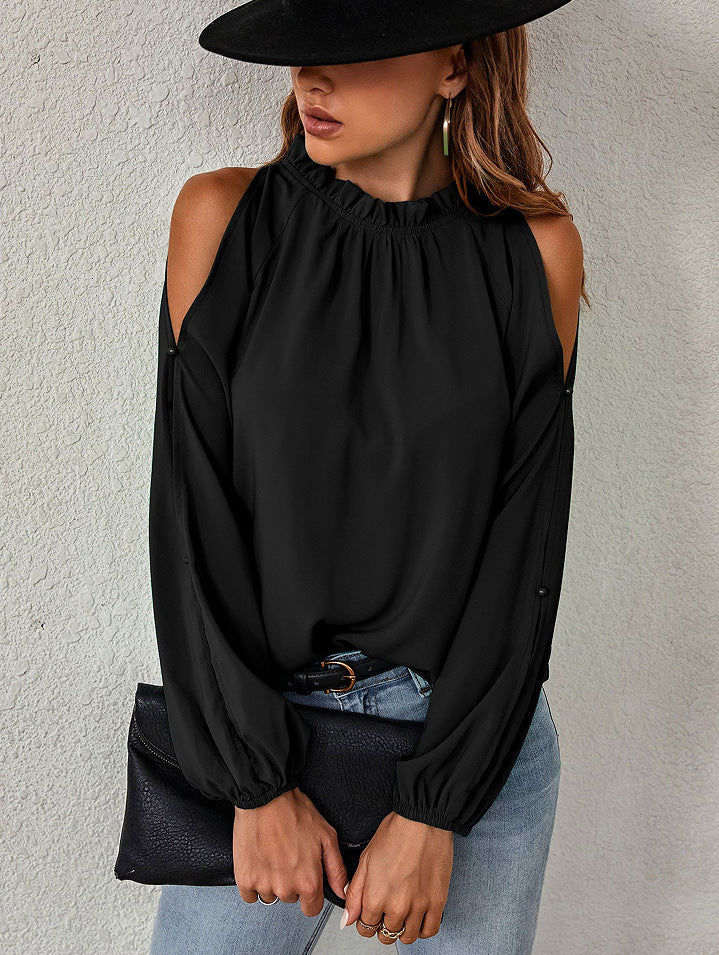 Damer Elegant topp med off-shoulder design och voluminösa ärmar Mirla-Eva Jonsson