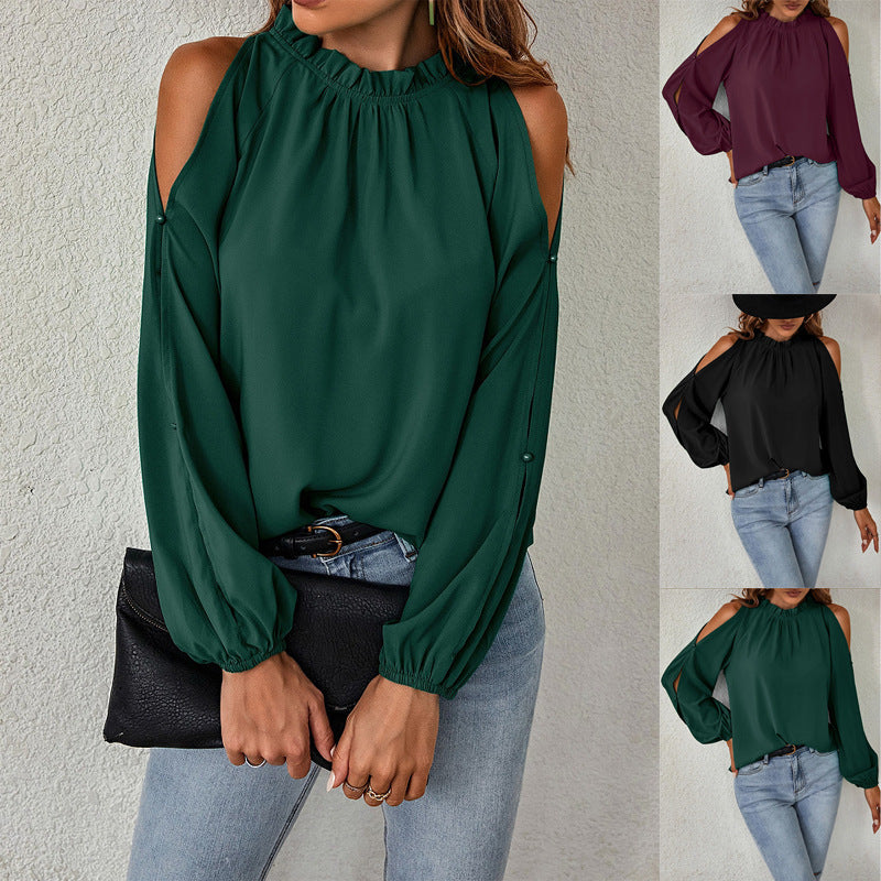 Damer Elegant topp med off-shoulder design och voluminösa ärmar Mirla-Eva Jonsson