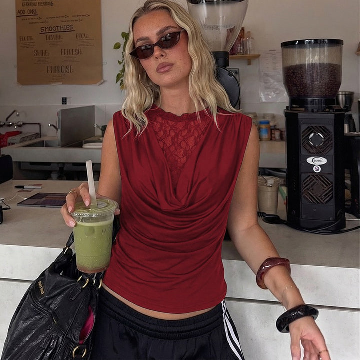 Damer Elegant topp med sofistikerad spetsdetalj Mirla-Eva Jonsson