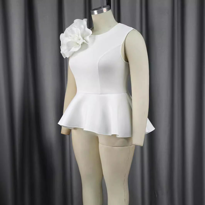 Damer Elegant topp med voluminöst volangdetalj Mirla-Eva Jonsson