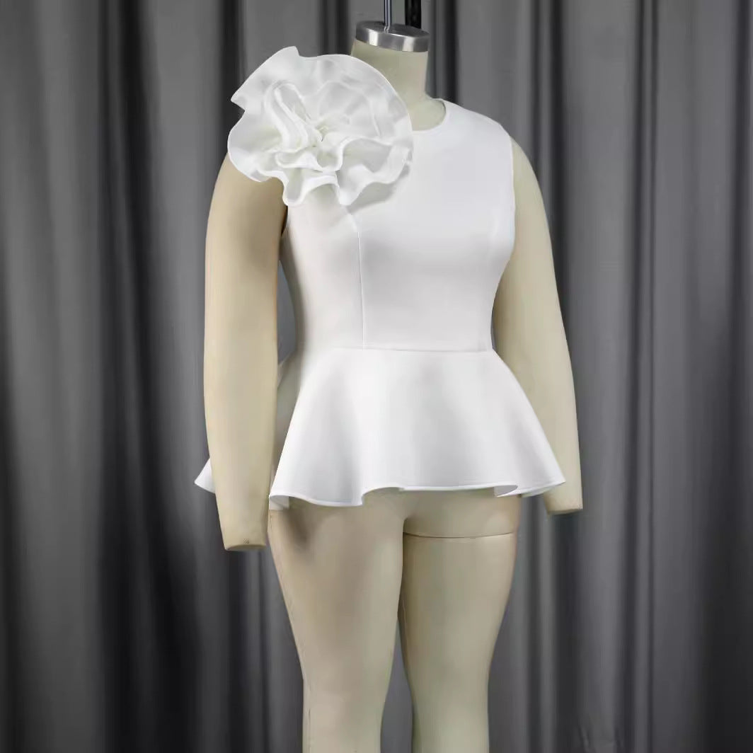 Damer Elegant topp med voluminöst volangdetalj Mirla-Eva Jonsson