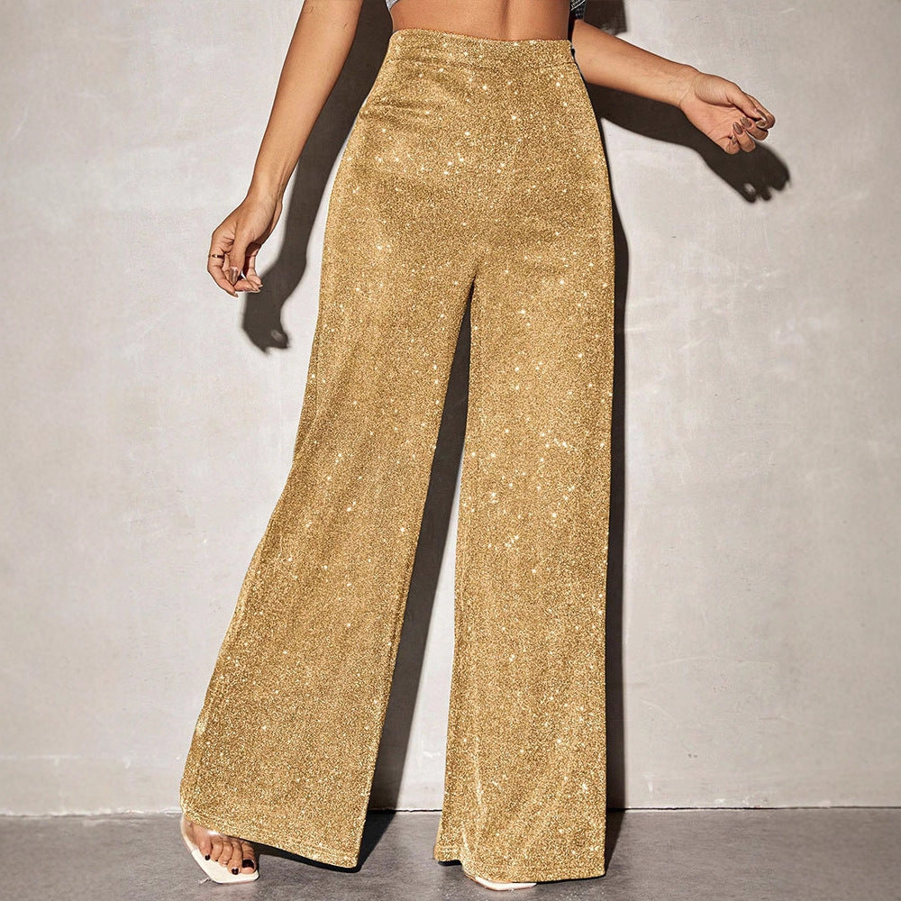 Damer Elegant vid byxa i glittrande metallic-look Mirla-Eva Jonsson