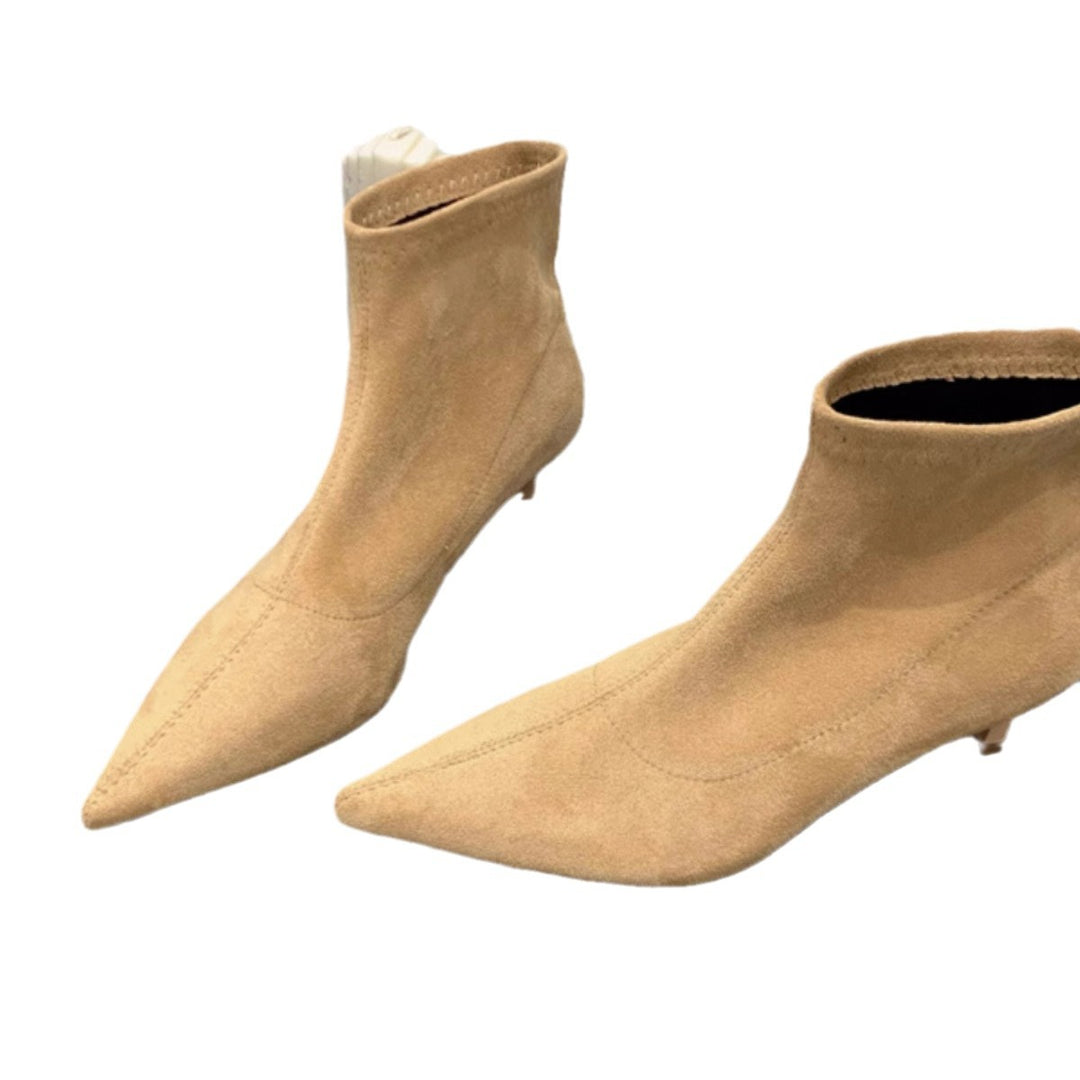 Damer Eleganta Ankelstövlar i mjukt Nubuck med stiligt Stiletto Mirla-Eva Jonsson