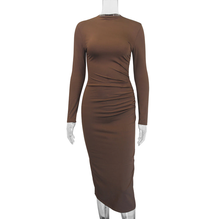Damer Eleganta Bodycon-maxiklänning med långa ärmar och figurnära passform Mirla-Eva Jonsson