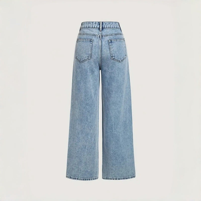 Damer Eleganta High-Waist Jeans i bred passform med glittrande detalj Mirla-Eva Jonsson
