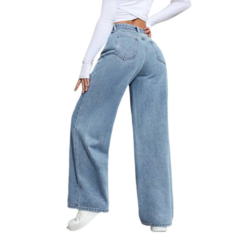 Damer Eleganta High-Waist Jeans i bred passform med glittrande detalj Mirla-Eva Jonsson