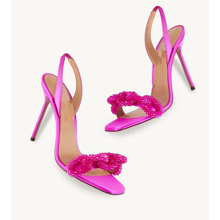 Damer Eleganta Högklackade Slingback-sandaler med Utsmyckad Slipsdetalj Mirla-Eva Jonsson