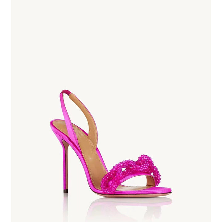 Damer Eleganta Högklackade Slingback-sandaler med Utsmyckad Slipsdetalj Mirla-Eva Jonsson