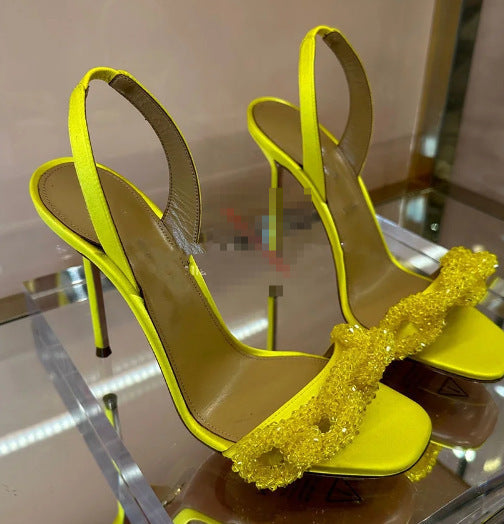 Damer Eleganta Högklackade Slingback-sandaler med Utsmyckad Slipsdetalj Mirla-Eva Jonsson