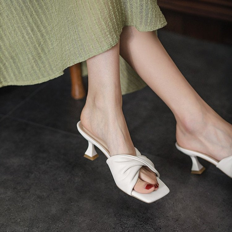 Damer Eleganta Knyt-Mules med Mellanhög Klack Mirla-Eva Jonsson