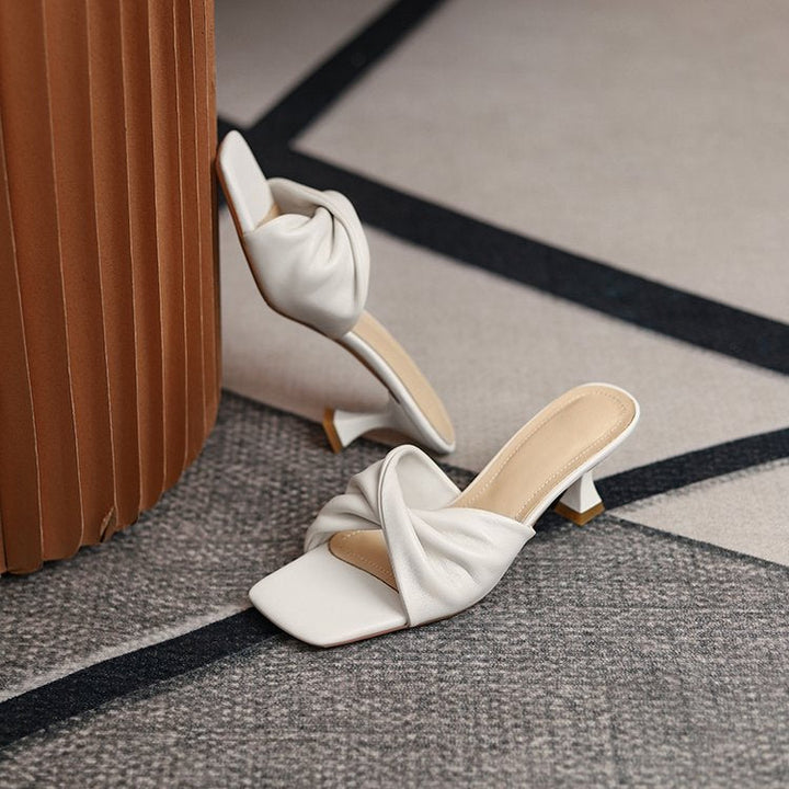 Damer Eleganta Knyt-Mules med Mellanhög Klack Mirla-Eva Jonsson