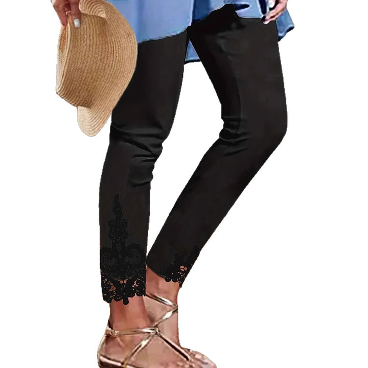 Damer Eleganta Leggings med Spetsdekoration Mirla-Eva Jonsson