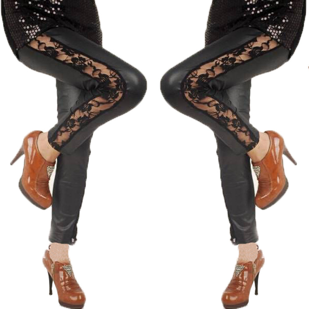 Damer Eleganta Leggings med blomstrande spetsdetaljer Mirla-Eva Jonsson