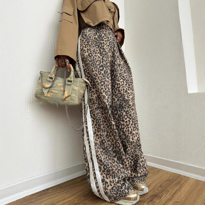 Damer Eleganta Maxi Byxor med Leopardtryck Mirla-Eva Jonsson