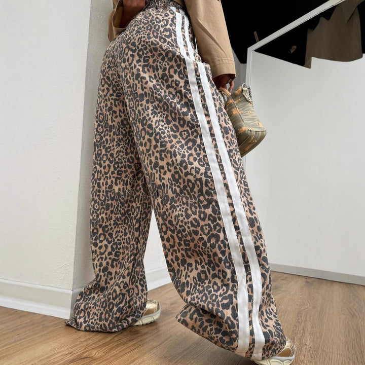 Damer Eleganta Maxi Byxor med Leopardtryck Mirla-Eva Jonsson