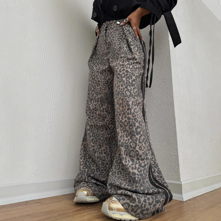 Damer Eleganta Maxi Byxor med Leopardtryck Mirla-Eva Jonsson