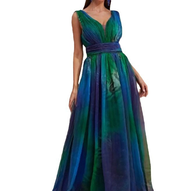 Damer Eleganta Maxiklänning med Flödande Chiffon-Överdel och V-Hals Mirla-Eva Jonsson