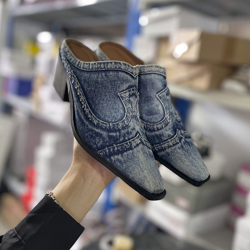 Damer Eleganta Mules med Modernt Jeansdesign och Bekväm Klack Mirla-Eva Jonsson