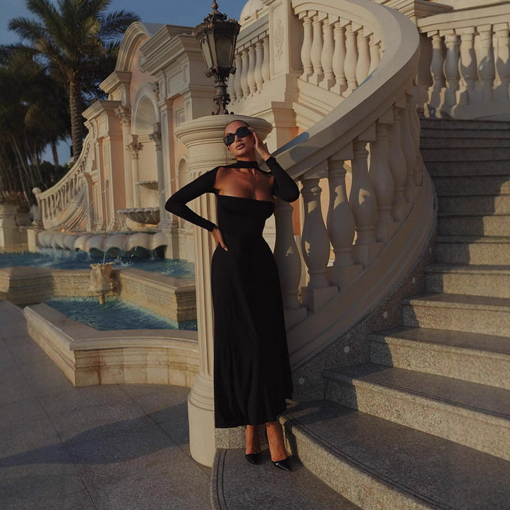 Damer Eleganta Off-Shoulder Maxikjol med raffinerade långa ärmar Eva Jonsson-Eva Jonsson