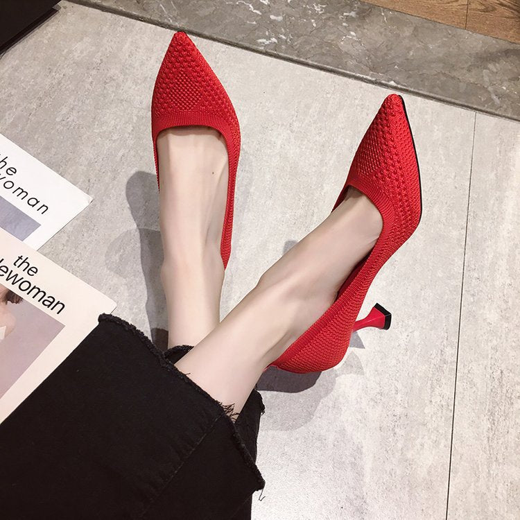 Damer Eleganta Pumps med Innovativt Stickdesig och Hög Klack Mirla-Eva Jonsson