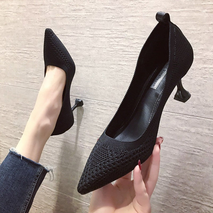 Damer Eleganta Pumps med Innovativt Stickdesig och Hög Klack Mirla-Eva Jonsson